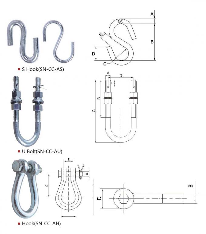 Εξαρτήματα αλυσίδων αντιστάθμισης που κρεμούν το γάντζο συσκευών S/το μπουλόνι Hook/U