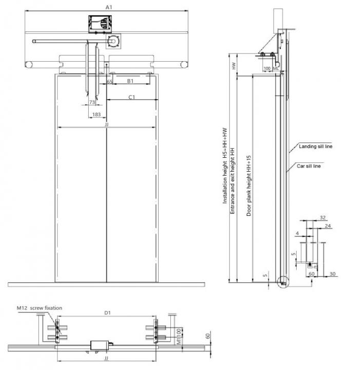 Μηχανισμός πορτών ανελκυστήρων για τον τύπο της Mitsubishi