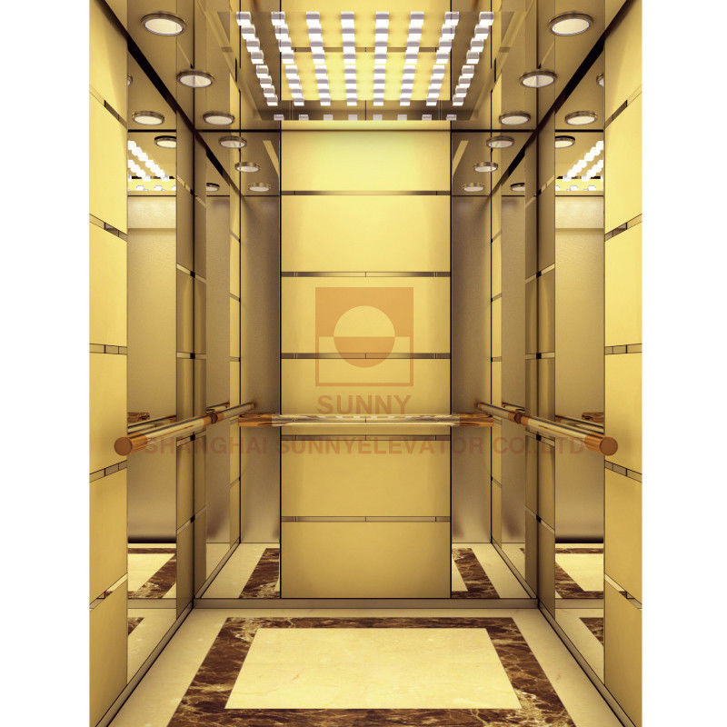 Χρωματισμένη ακρυλική ελαφριά διακόσμηση σχεδίου καμπινών ανελκυστήρων διαμόρφωσης ανοξείδωτη χρυσή